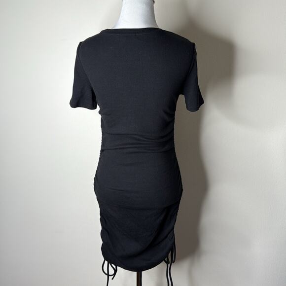Zara Black Ruched Sides Mini Dress - Picture 7 of 7